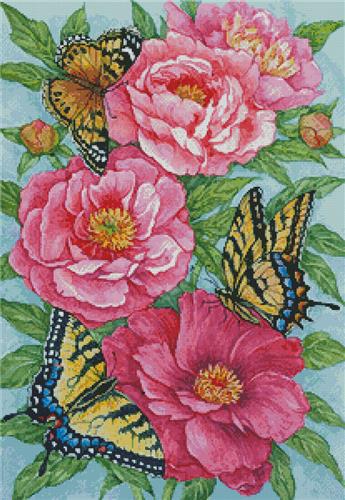 Peonies and Butterflies