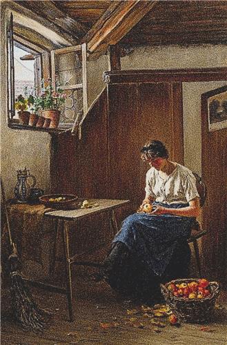 Young Woman Peeling Apple