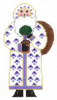 Santa w/Topiary - White