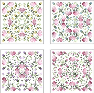 Hearts and Flowers Biscornu Ornaments