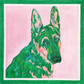 German Shepherd on Pink