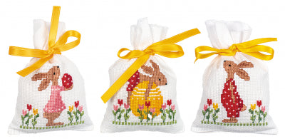 Easter Rabbits in Tulip Garden- Set of 3 Bags