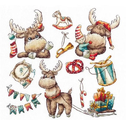 Sampler Festive Moose