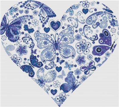 Dark Blue Butterfly Heart - Smooth