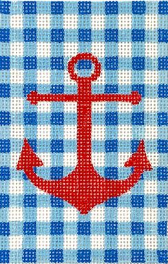 Passport Cover Insert - Anchor on Gingham