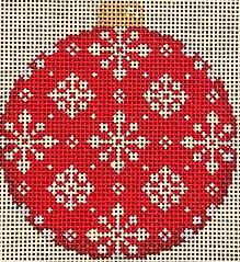 Snowflake Repeat on Red Ball Ornament