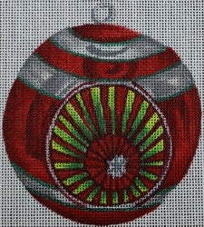 Red Ornament w/Silver Stripes