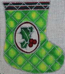 Green Holly Ornament Mini Sock