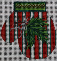 Mitten - Red/White/Green w/Mistletoe