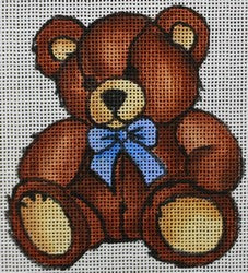 Dark Brown Teddy Bear w/Blue Bowtie