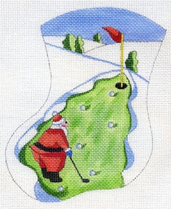 Santa Golfing on Christmas Tree Green