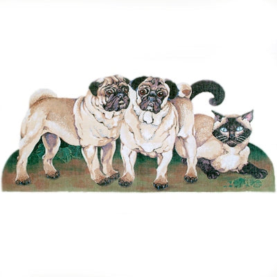 Pugs w/Siamese Cat