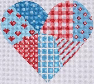 Mini Heart - Patchwork Red/White/Blue