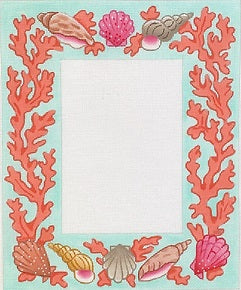 Frame Shells/Coral on Soft Turquoise