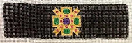 Bracelet - Gold Gems Cross on Black
