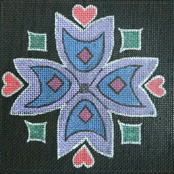 Purple/Blue Square Floral w/Heart