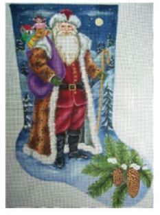 Pere Noel Snowy Night Stocking