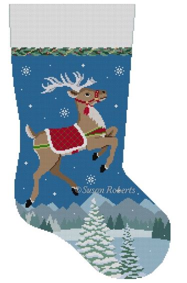 Stocking - Reindeer Flying
