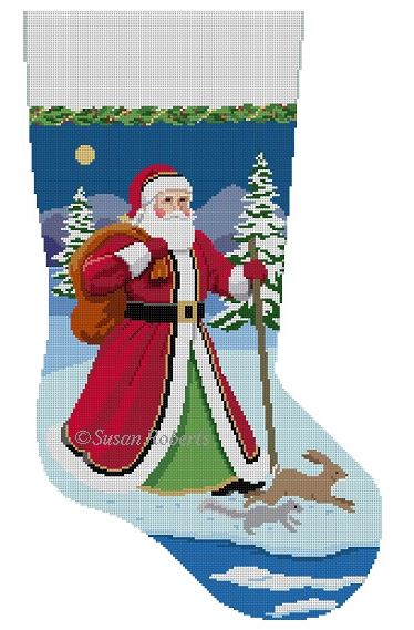 Stocking - Santa Hurrying Along