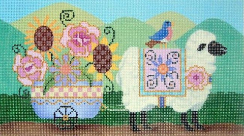 Sheep Pulling Flower Cart II
