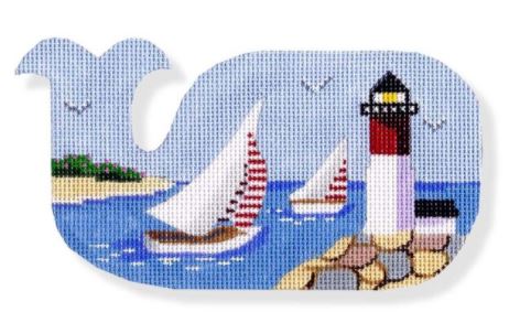 Sailboats/Lighthouse - Whale Shape