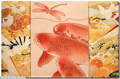 Three Carp Pillow w/Obi Fabric Side Panels