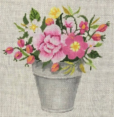 Pink Flowers in Pail