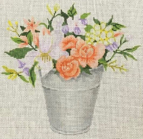 Peach Flowers in Pail