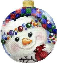 Checked Snowman Ball Ornament