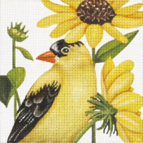 Yellow Bird and Flowers
