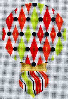 Red/Green w/ Black and White - Harlequin Ornament