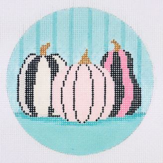 Hello Pumpkin Ornament - Teal Stripes