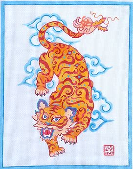 Roaring Tiger w/Stylized Clouds