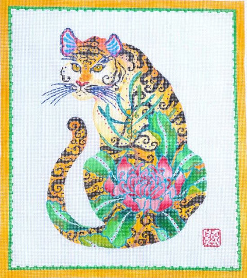 Decorative Tiger w/Pink Peony