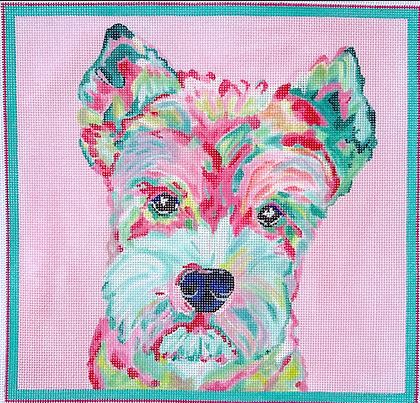 Mini Schnauzer - Multi on Soft Pink