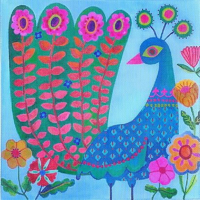 Peacock w/Floral Tail