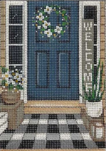 Gingham and Blue Door