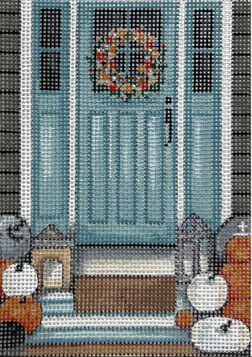 Pumpkin and Teal Door