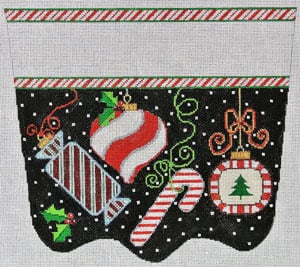 Peppermint Party Ornaments Stocking Cuff  