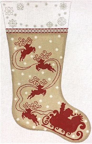 Santa and Sleigh Silhouette Stocking