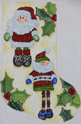 Yellow Stocking w/Santa/Elf