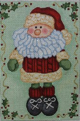 Mint Green Elf Santa w/Holly and Berries