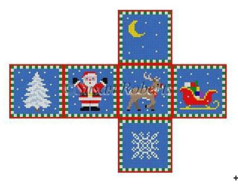 Santa/Sleigh/Reindeer/Tree - Cube Ornament