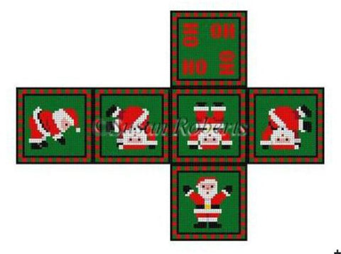 Tumbling Santas - Cube Ornament
