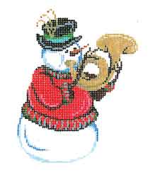 Snowman Playing a Brass Horn