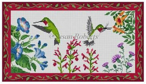 Hummingbirds in Flower Garden