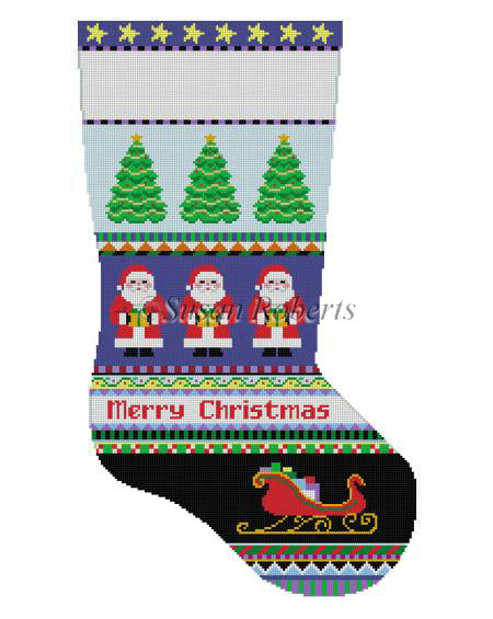 Bold Stripe/Santa/Trees/Sleigh Stocking