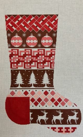 Red and White Ornament/Deer/Tree Stocking