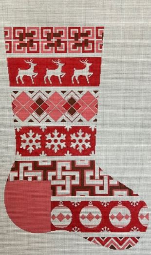 Red and White Ornament/Deer/Snowflake Stocking