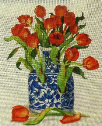 Blue Vase w/Tulips
